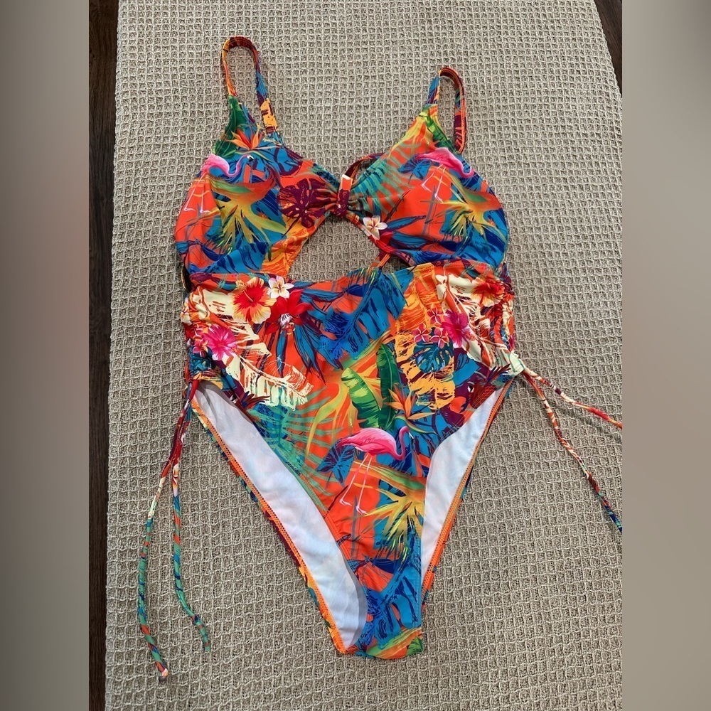 Women's Floral Print One Piece Swimsuit Plus Size 2XL